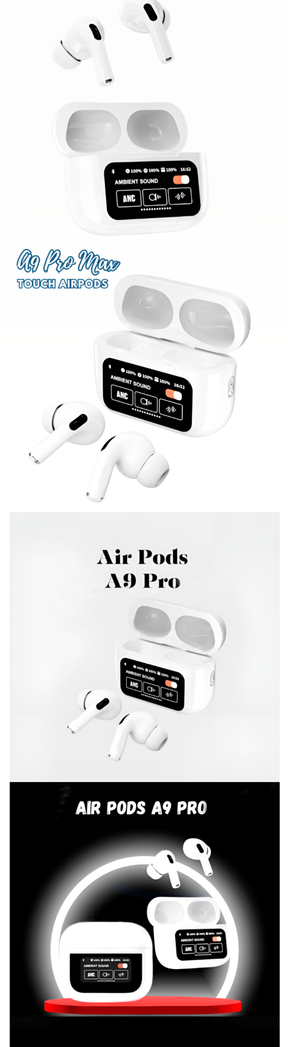 AIRPODS A9 PRO Touch Screen ANC/ENC Noise Reduction, Touch Control Wireless Headset TWS Noise Cancelling Earbud Bluetooth 5.4 Wireless Earbuds